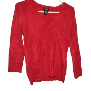 EVIE women's small vintage super soft solid red v-neck sweater